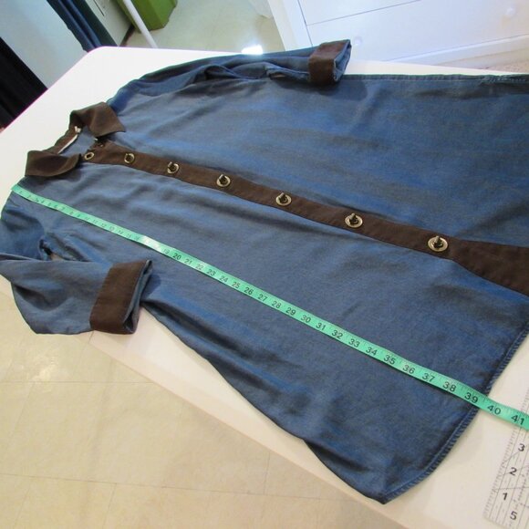 Soft Surroundings Icons Urbina Denim Dress Coat Size Medium - Picture 15 of 16